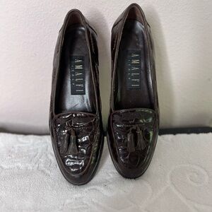 AMALFI Italy Vintage Women’s 6 Brown Shoes Tassel Crocodile Leather Loafers